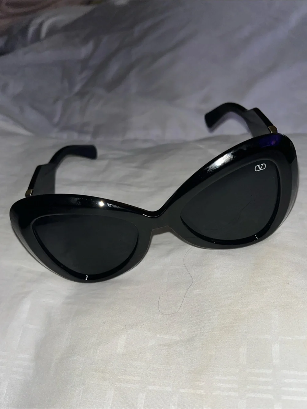 Valentino Black Sunglasses with Gold V Accent